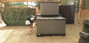 Mama auf der Jagt beim Laserfun