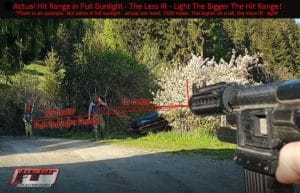 Schuß Reichweitenvergleich vorher nachher beim Laser Spiel